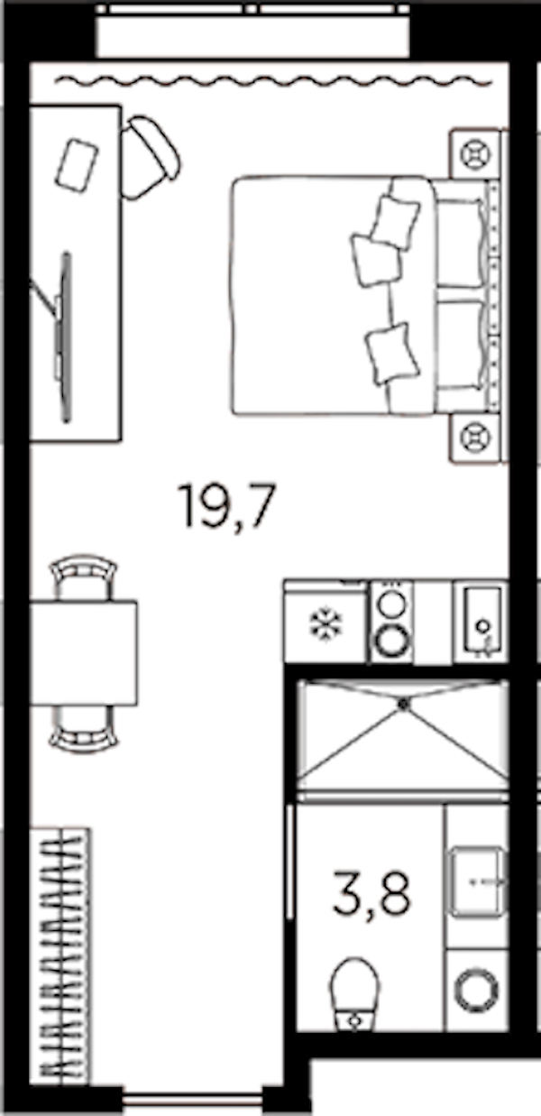 Квартира студия 23.5 м², 5/13 эт., ЖК «AVENIR Industrial»